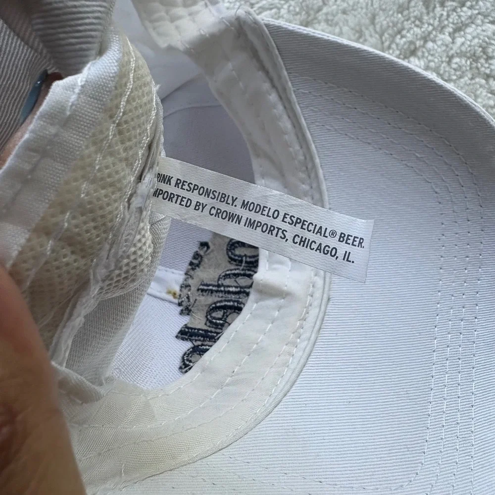 Modelo Especial Beer Baseball Cap White Embroidered Snapback Hat Adjustable